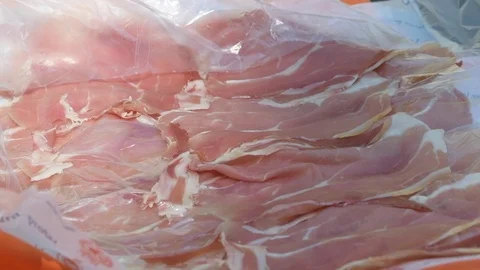 Picnic with sliced ham Stock Footage 94257783