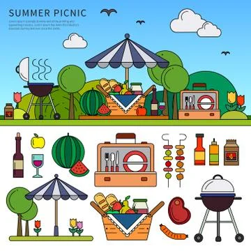 Picnic on summer day Stock Illustration