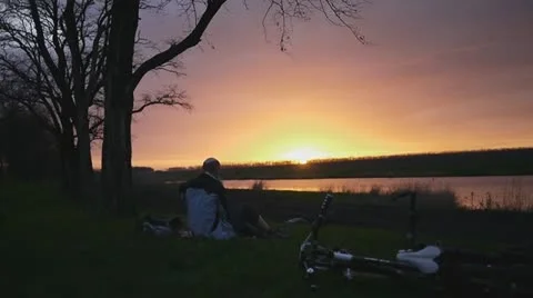 Picnic at sunset Stock Footage