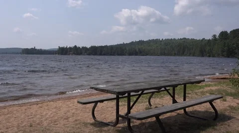 Picnic table at a beach Stock Footage 53783200