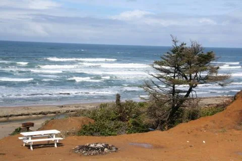 Picnic table on the beach, Stock Photos