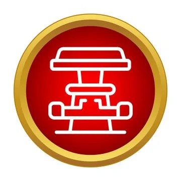 Picnic table bench outline icon in red style Stock Illustration