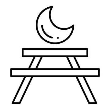 Picnic Table Line Icon Stock Illustration