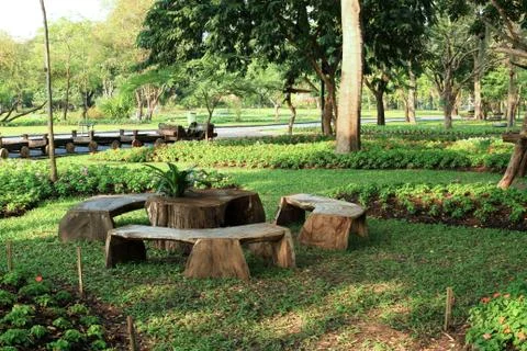 Picnic table in the park Stock Photos