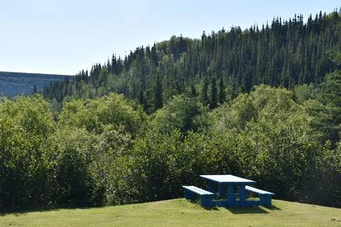 A picnic table in the park Foto stock
