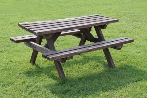 Picnic Table with Seats. Stock Photos