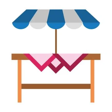 Picnic table with umbrella flat Stockillustratie