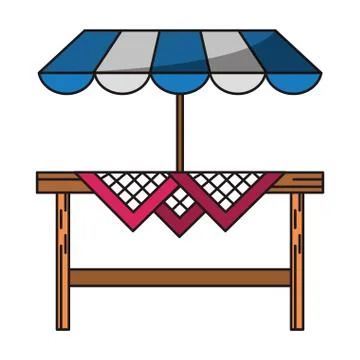 Picnic table with umbrella Stockillustratie