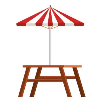 Picnic table with umbrella Stockillustratie