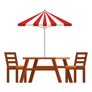 Picnic table with umbrella Stockillustratie