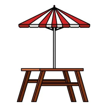 Picnic table with umbrella Stockillustratie