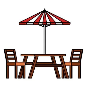 Picnic table with umbrella Stockillustratie