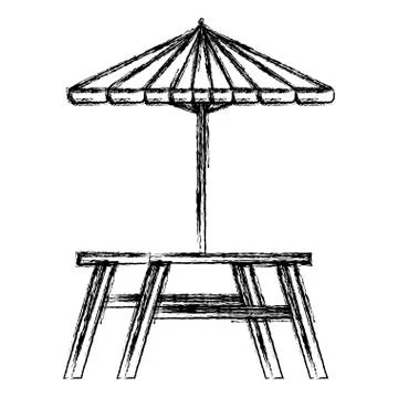 Picnic table with umbrella Stockillustratie