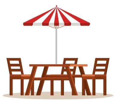 Picnic table with umbrella scene Stockillustratie