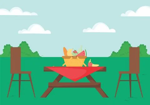 Picnic Table Vector Style Illustration Stock Illustration