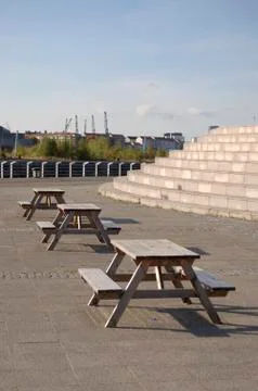 Picnic tables Stock Photos