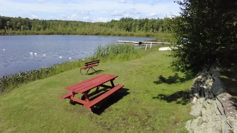 Picnic tale by a pond Stock Footage 160492705