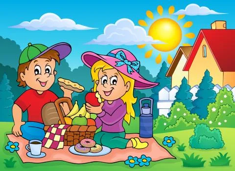 Picnic theme image - eps10 vector illustration. Illustrazione stock