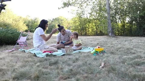 Picnic time with three generation Stock Footage 288074795