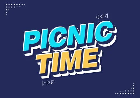 Picnic time typographic poster on blue background Stock Illustration