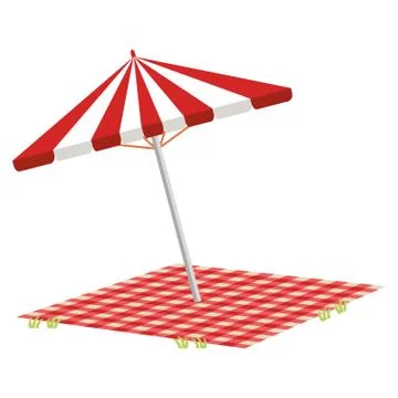 Picnic umbrella with tableclothes Stockillustratie