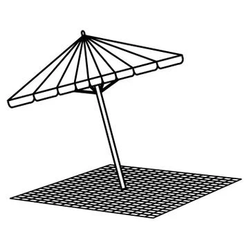 Picnic umbrella with tableclothes Illustrazione stock
