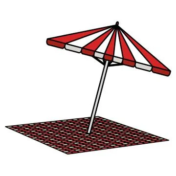 Picnic umbrella with tableclothes イラスト素材