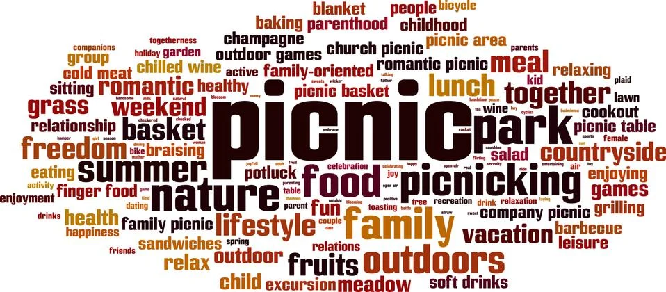 Picnic word cloud Stock Illustration