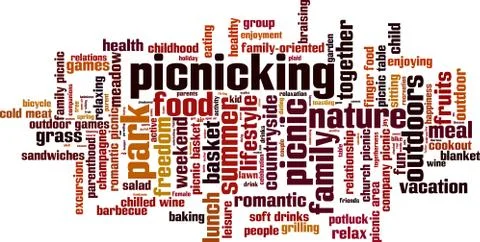 Picnicking word cloud Stock Illustration