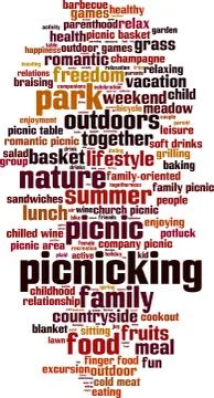 Picnicking word cloud Stock Illustration