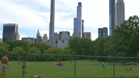Picnics at Sheep's Meadow in Central Park Stock Footage 139899798