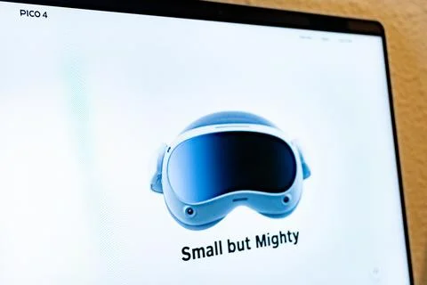 Pico 4 vr headset appearing on laptop screen Stock Photos
