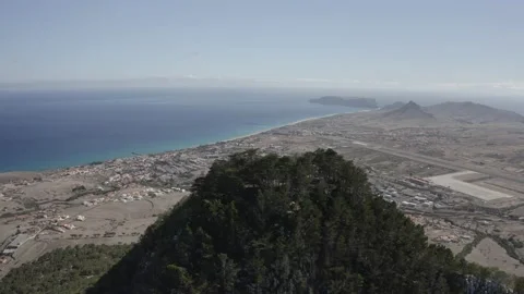 Pico do Castelo Fly-by at Porto Santo Stock Footage 142588450