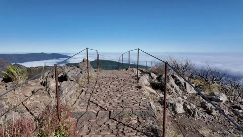Pico Ruivo Summit with Sea of Clouds, Madeira Video stock 340128064
