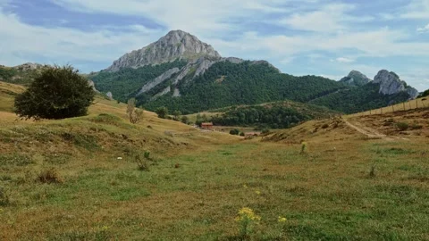 Picos de Europa mountain range from Piedrasluengas viewpoint in province of Stock Footage 344776781