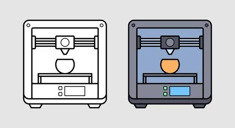 A pictogram of a 3D printer 库存插图
