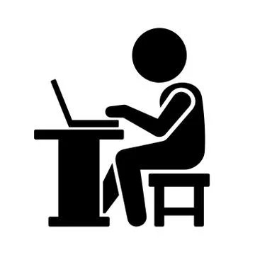 Pictogram Businessman Working on Computer.  Vector 库存插图