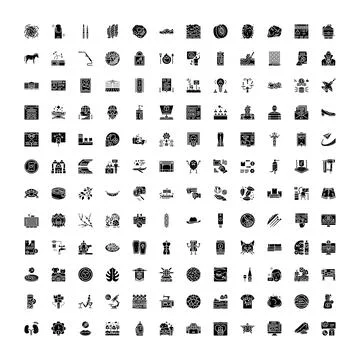 Pictogram collection illustrating diverse objects and abstract concepts Stock Illustration
