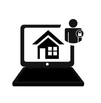 Pictogram home security smart technology padlock Stockillustratie