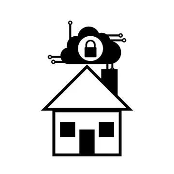 Pictogram home security system technology cloud lock Stock Illustration