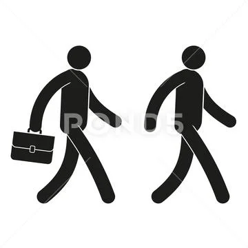 Pictogram Icon Man Walks With A Briefcase And Without