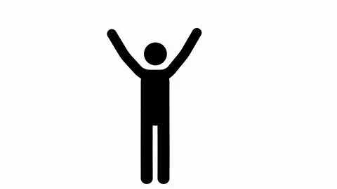Pictogram man celebrates and cheers Stock Footage