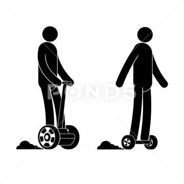 Pictogram man riding segway and hoverboard Stock Illustration
