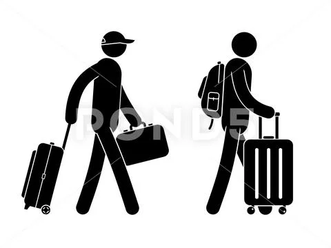 Pictogram people with luggage Stock Illustration