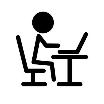 Pictogram of a person working on a computer. Vector. Illustrazione stock