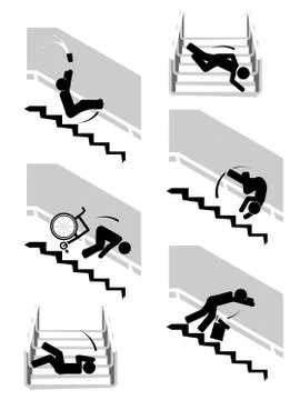 Pictogram set of falling down the stairs Stock Illustration