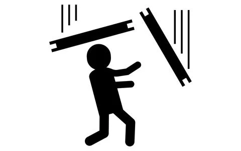 Pictograms for falling objects, safety signs, danger, and alerts Stock Illustration