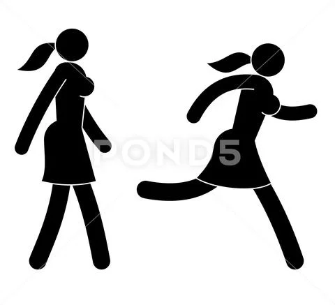 Pictograms, icons of running Stock Illustration