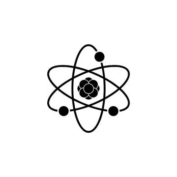Pictograph of atom. vector illustration black on white background Stock Illustration