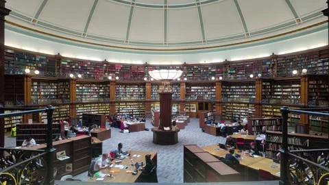 Picton Reading Room - Students Studying in Historic Liverpool Central Library. Stock-Footage 338219624